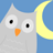 grey owl with moon